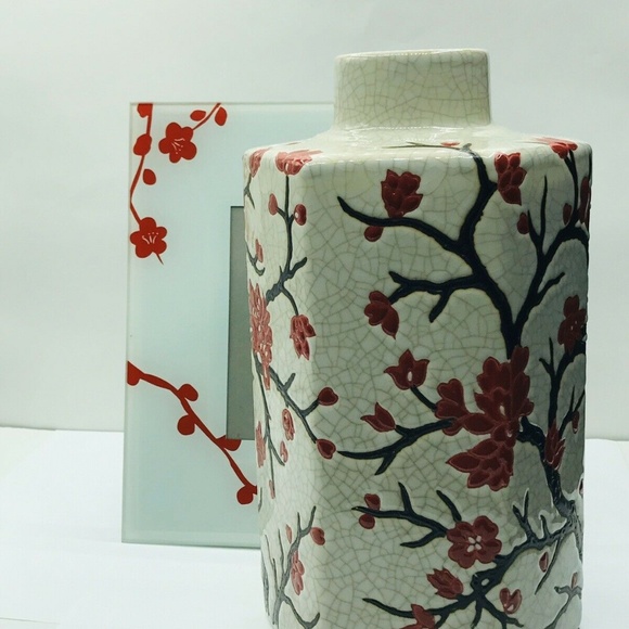 Picture Frame 4x6" Red White Floral Vase Lot 2 Pcs - Picture 6 of 8